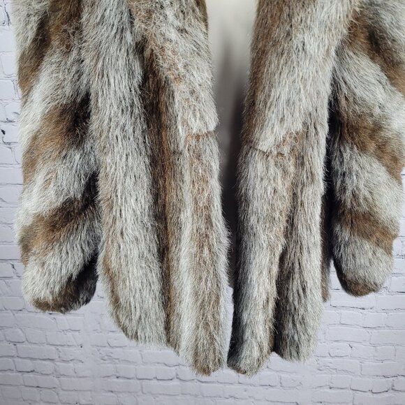 VTG Outerlayers Brown Faux Fur Shawl Collar Pockets Lined Coat USA Large L - Picture 11 of 16